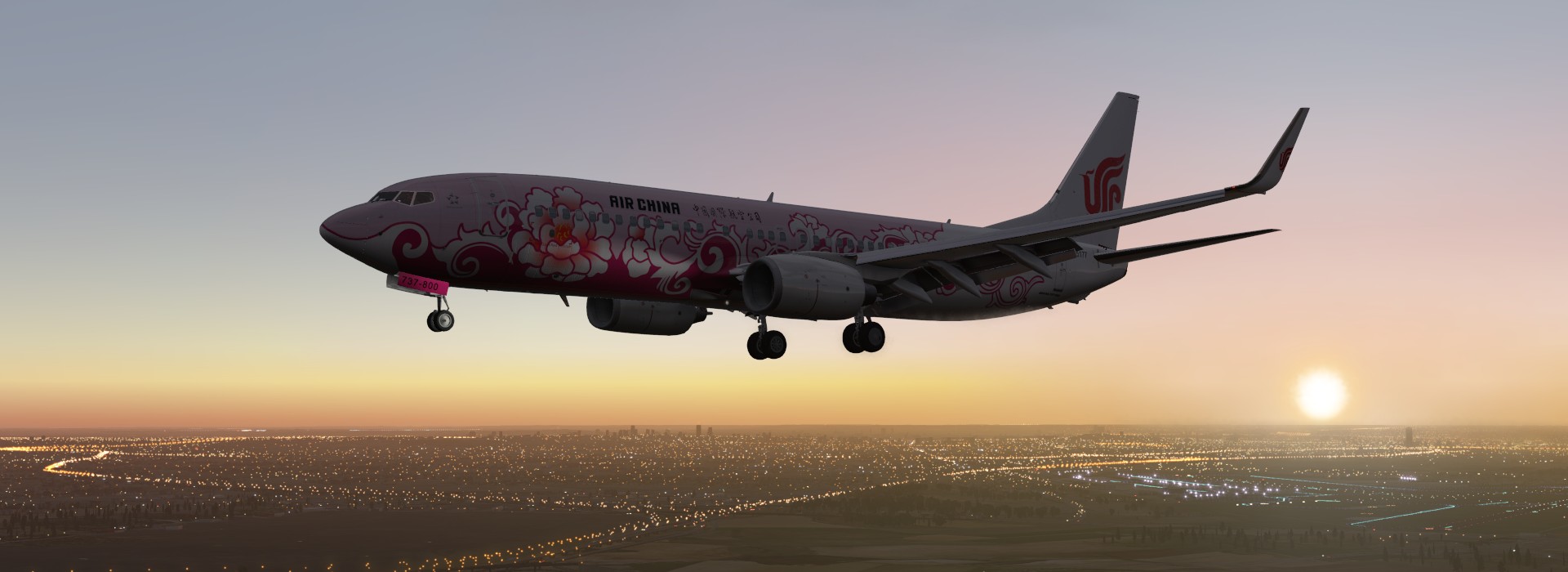 黄昏中的航班-Xplane11-7420 