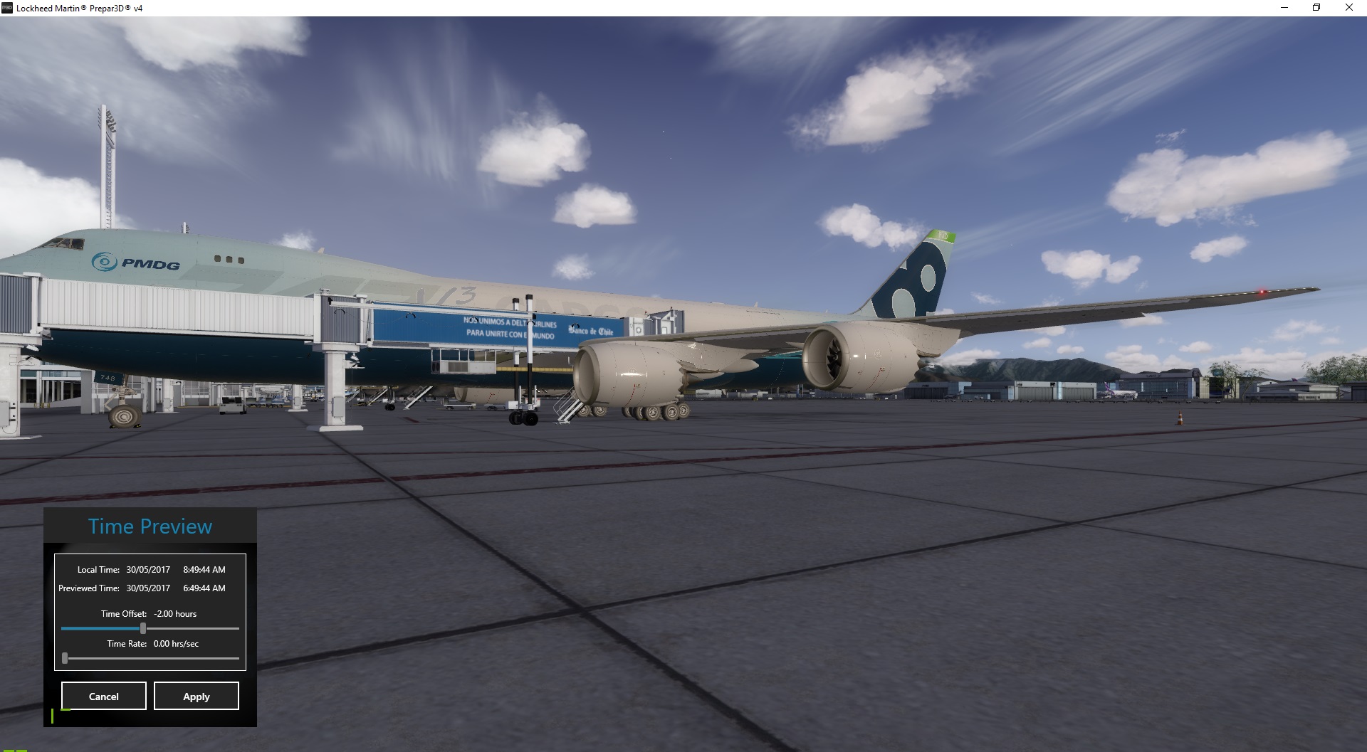PBR 测试 : P3D4.4, PMDG 747, LatinVFR SCEL-8943 