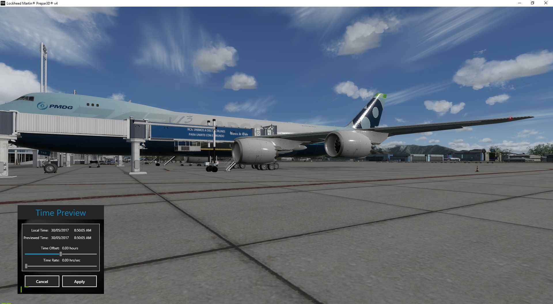 PBR 测试 : P3D4.4, PMDG 747, LatinVFR SCEL-1532 