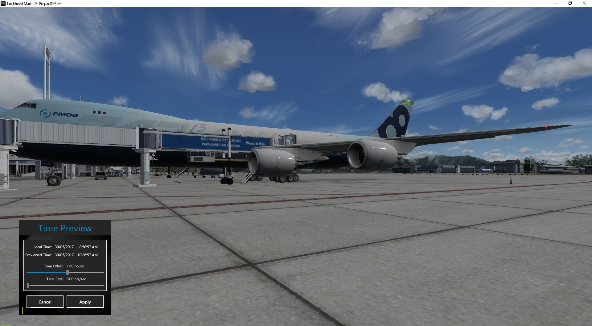 PBR 测试 : P3D4.4, PMDG 747, LatinVFR SCEL-7611 