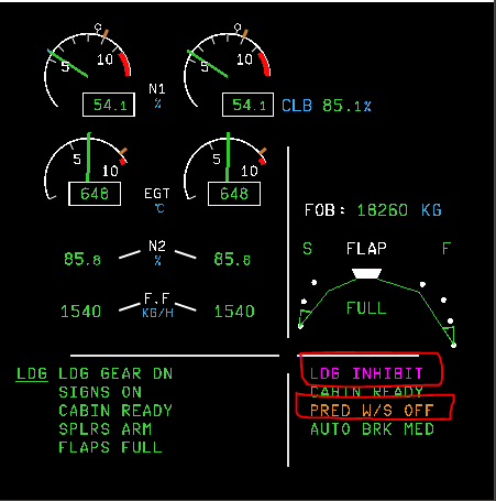 A320 E/WD上面显示的PRED W/S OFF是什么意思？-5887 