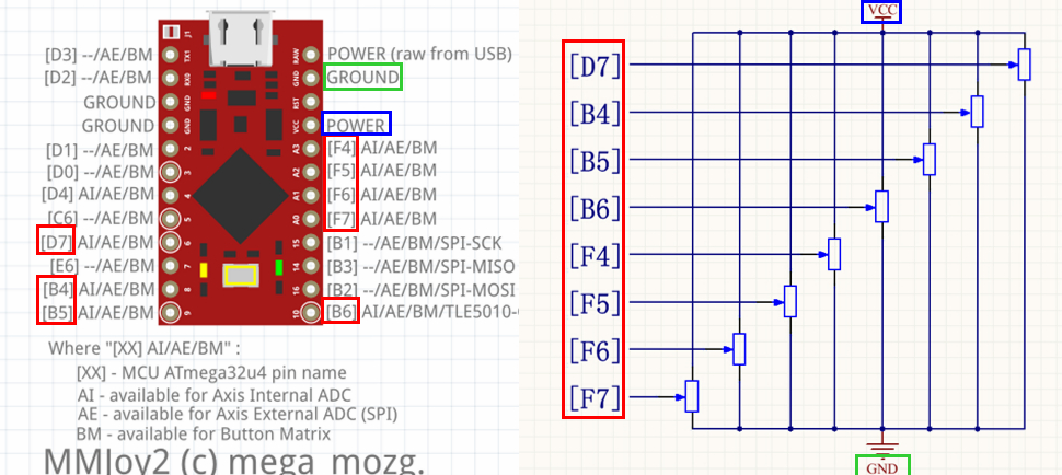 Ardino Pro Micro(meag32u4)板制作USB2.0版8轴25按键MMJOY2游戏控制-728 