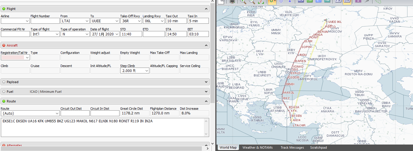 LTAI 土耳其安塔利亚机场---UUEE 莫斯科谢列梅捷沃机场（P3DV4)-1733 