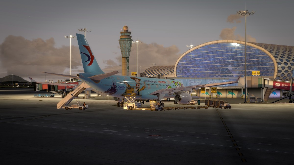 深圳机场降落，Aerosoft Pro A330-300-6042 