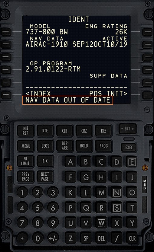 CDU导航数据过期，但CDU草稿栏没有提示过期的信息-7477 