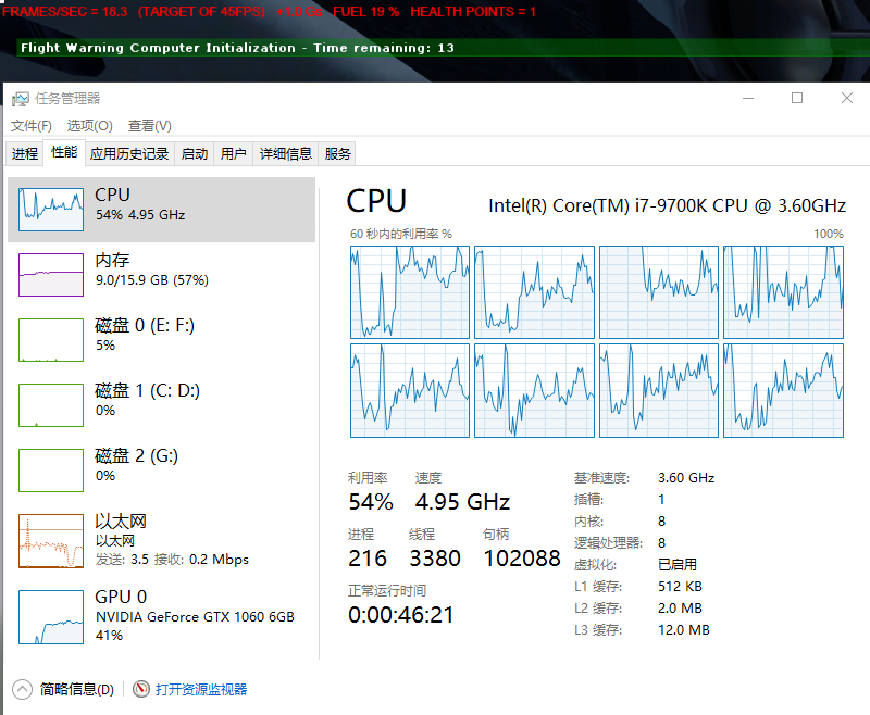 CPU和显卡利用率在50%左右，帧数异常低-3061 