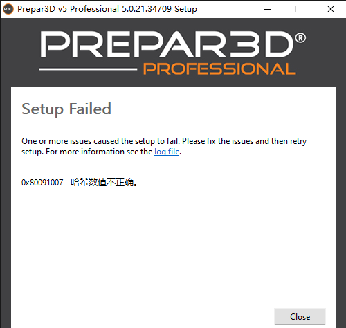 安装P3Dv5时出现问题-3773 