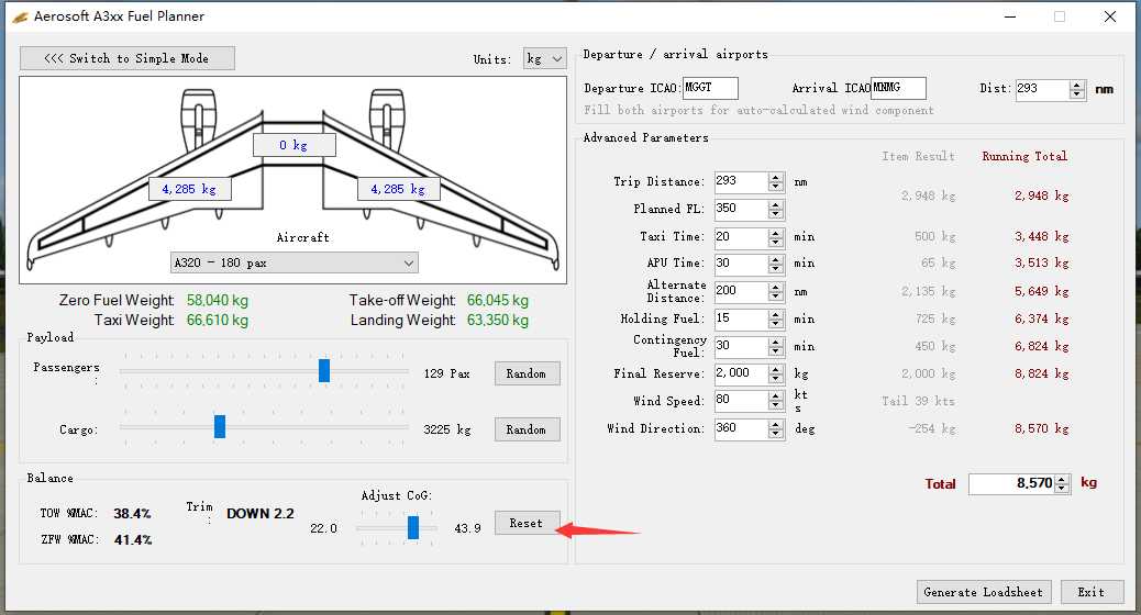 Aerosoft A330 Trim值和CG值永遠一樣-8976 