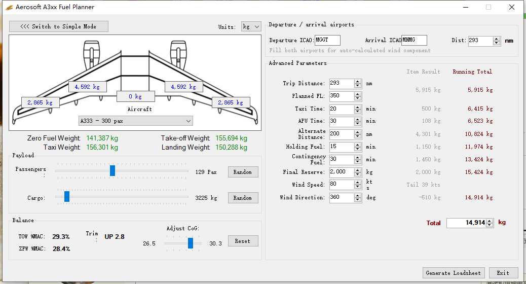 Aerosoft A330 Trim值和CG值永遠一樣-7643 