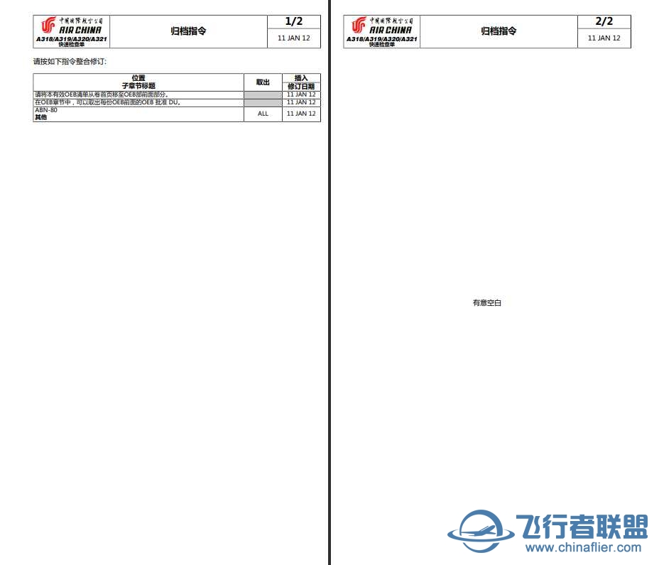 A320系列QRH 20120111版（国航）-8849 