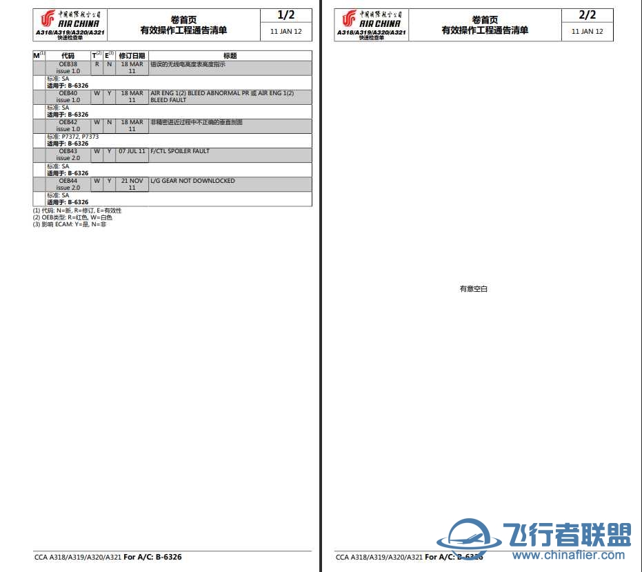 A320系列QRH 20120111版（国航）-8516 
