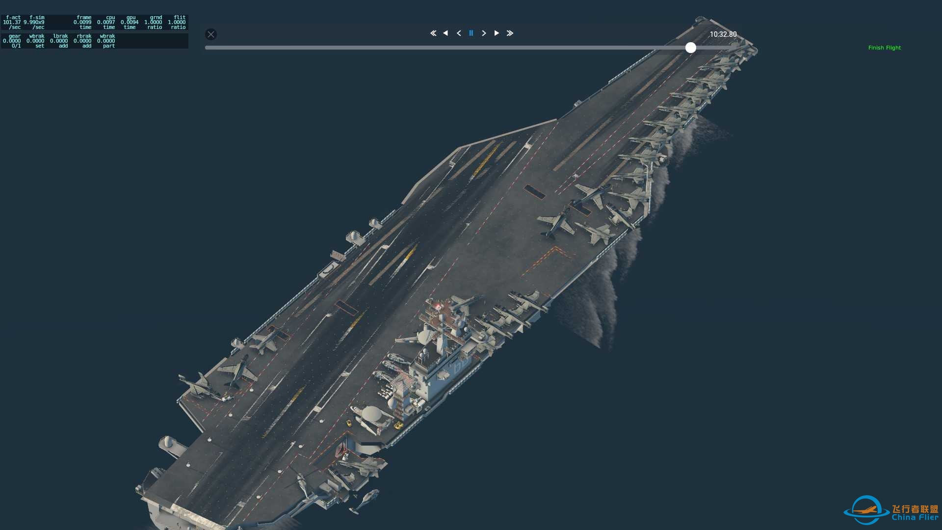 xplane11海上飞行偶遇航空母舰-6029 