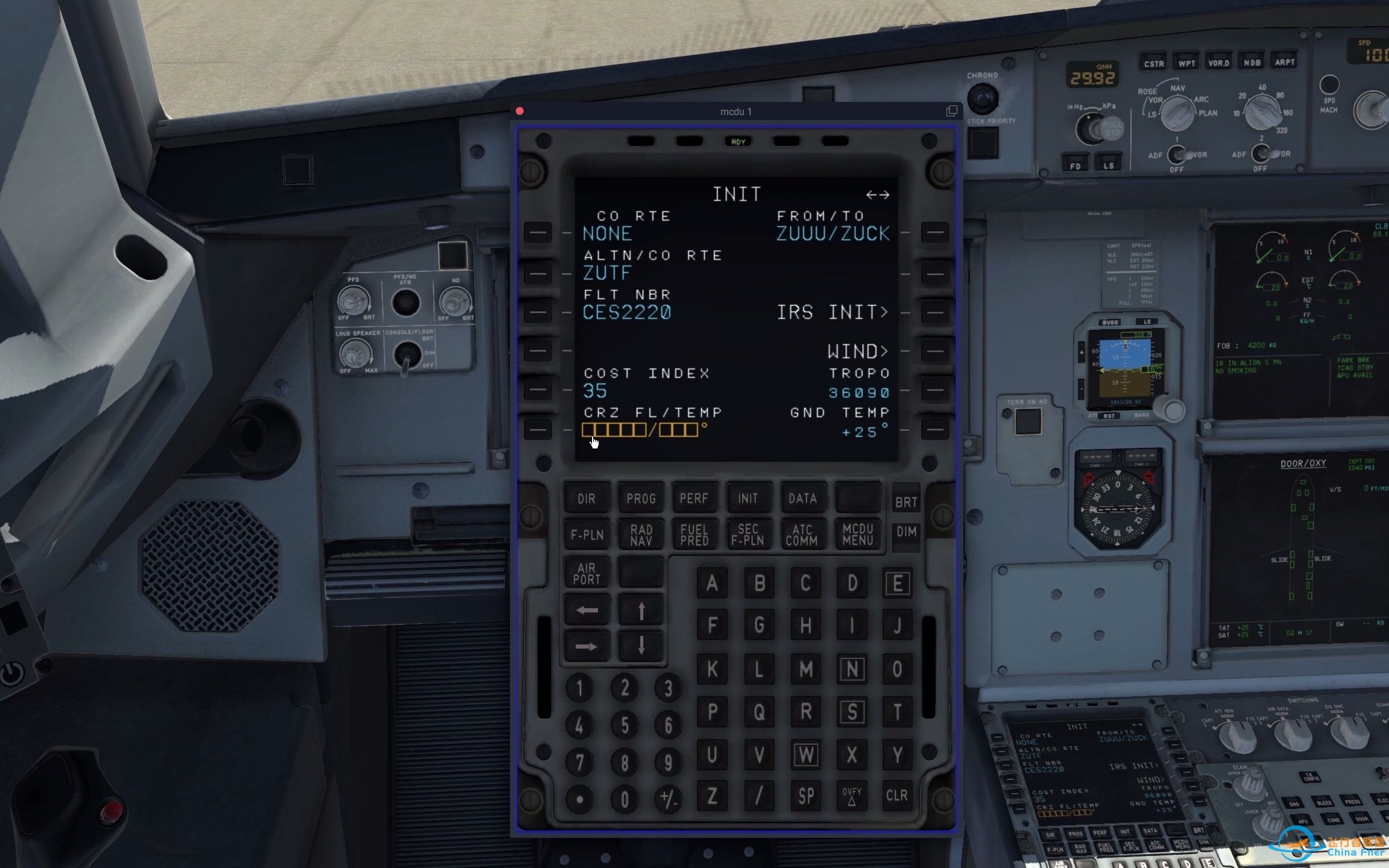 【睡不戳】飞行模拟通用空客A320MCDU最强攻略 在职飞行员X-Plane11讲解演示-9300 