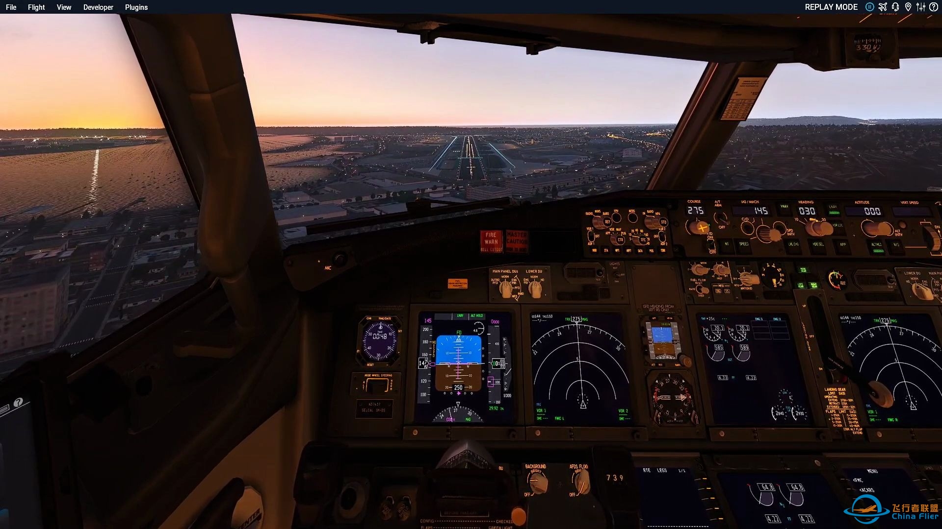 【X-PLANE11】驾驶舱视角看Zibo 737-900降落，画面超美-6462 