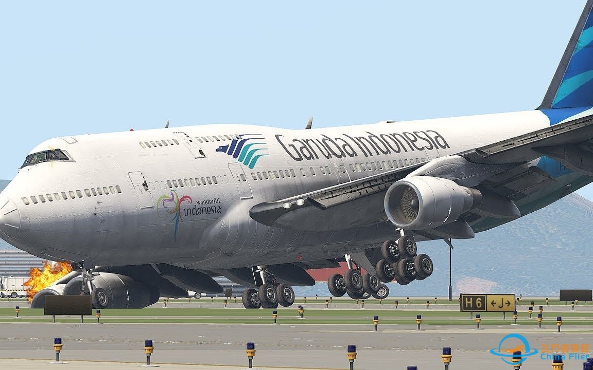 【飞行模拟】Garuda波音747在紧急着陆期间失去了制动控制【 Bopbibun】-2939 
