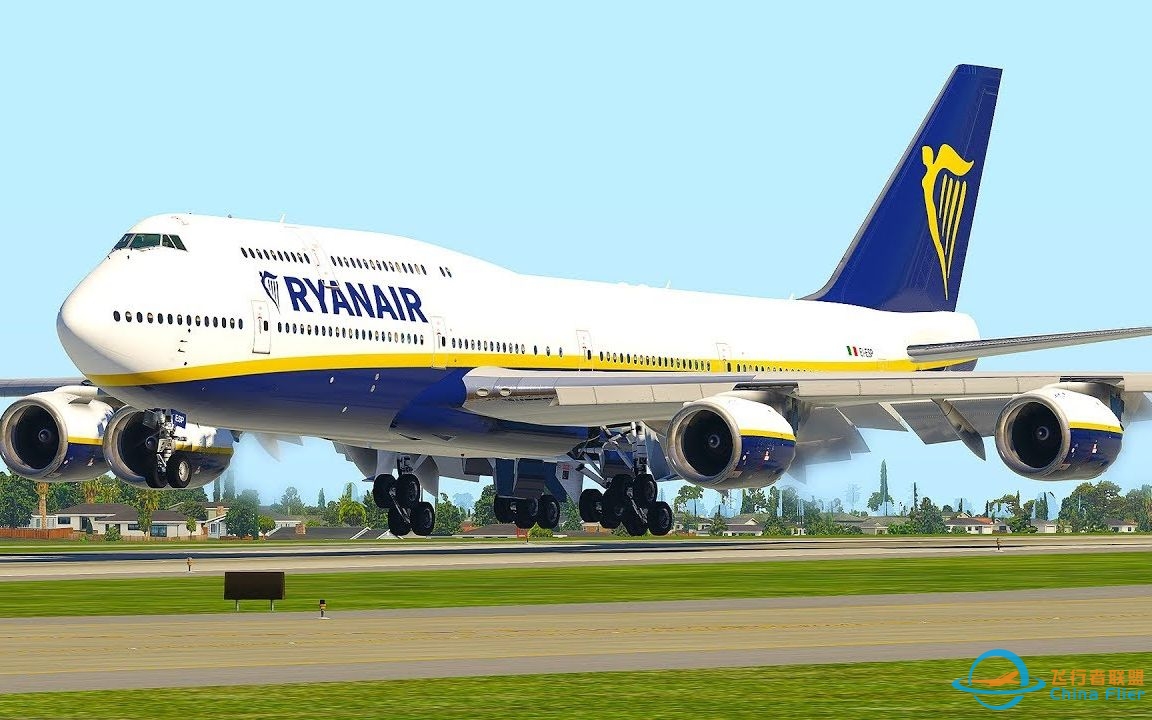 【X-Plane 11】波音747瑞安航空着陆全程【Bopbibun】-4854 