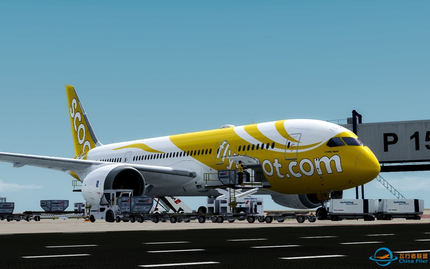 【P3D】给干部和嘤特尔送旅客去 787降落富埃特文图拉机场 Prepar3D-2312 
