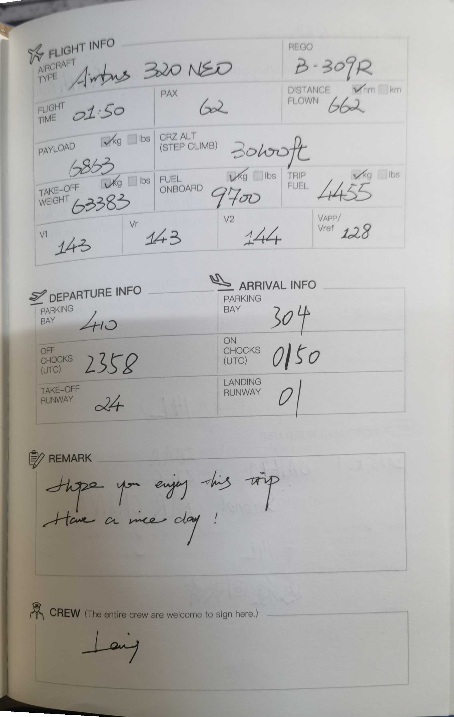 飞行日志（ZSHC-ZBAA）-9434 