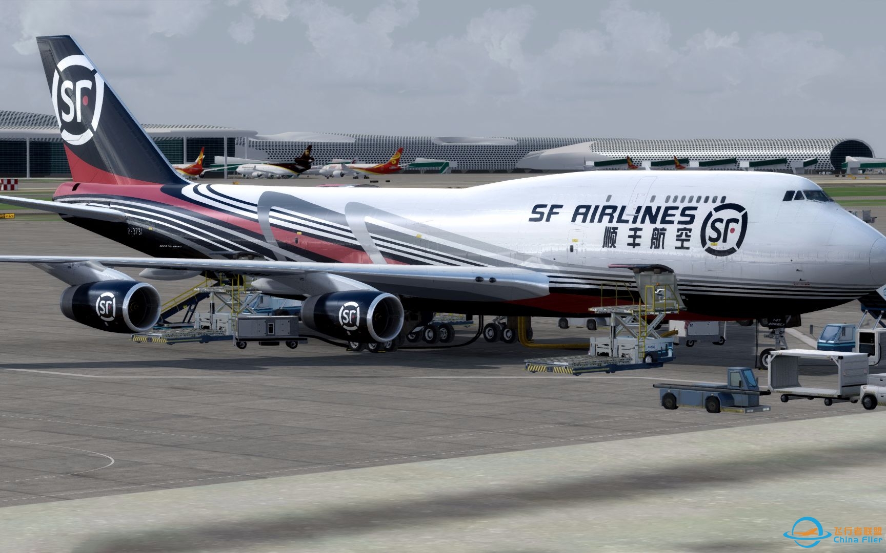 顺丰航空波音747 降落 宁波栎社国际机场 Prepar3D v4 法拓士T16000M飞行摇杆-6883 