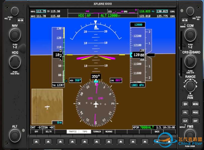 12的自带机Cessna172 G1000 PFD内左侧怎么没有autopilot按钮？-9497 
