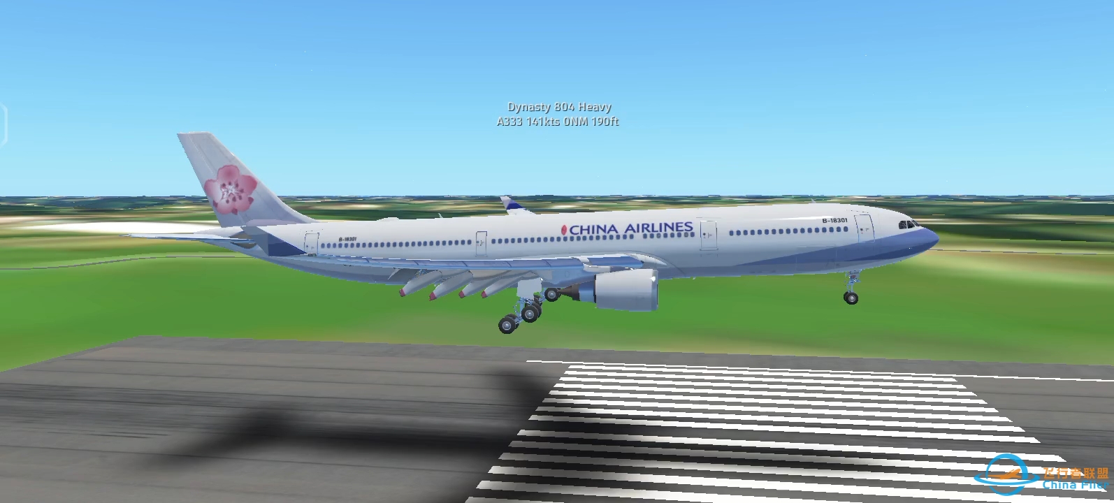 【infinite flight】触地有一点现实中330的感觉了，但是歪了-6796 