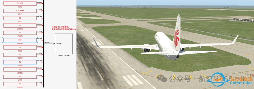 Simulink飞行仿真模型实时动态驱动XPlane三维飞行视景显示-9331 