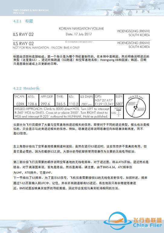 模拟飞行 BMS 中文手册 通信和导航 4.2进近图-1263 