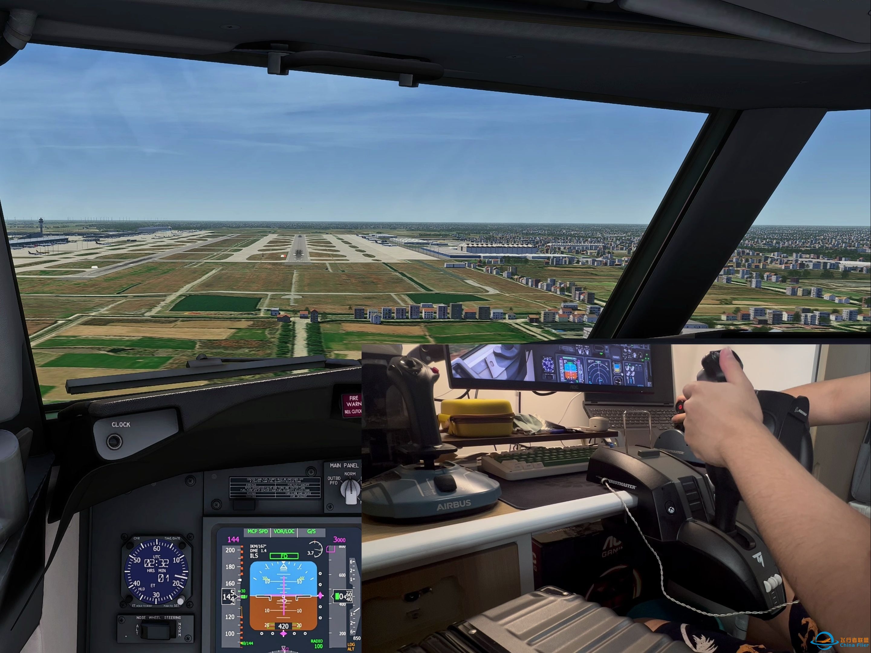【Aerofly】使用新外设（图马斯特波音yoke）第一视角落地上海浦东机场跑道17R（4K画质）-3669 