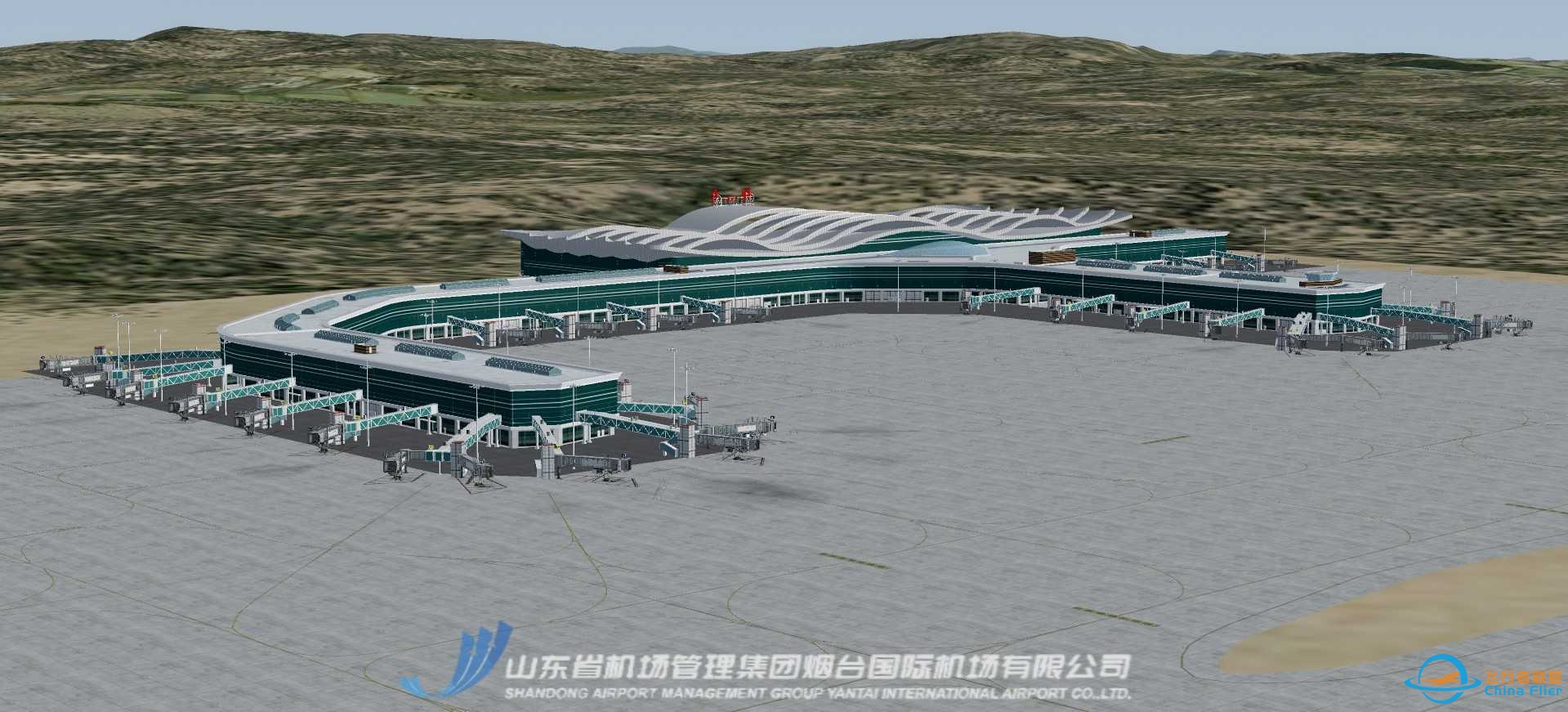 【重磅更新】烟台蓬莱国际机场二期含T2，P3D4/5无偏差地景-2763 
