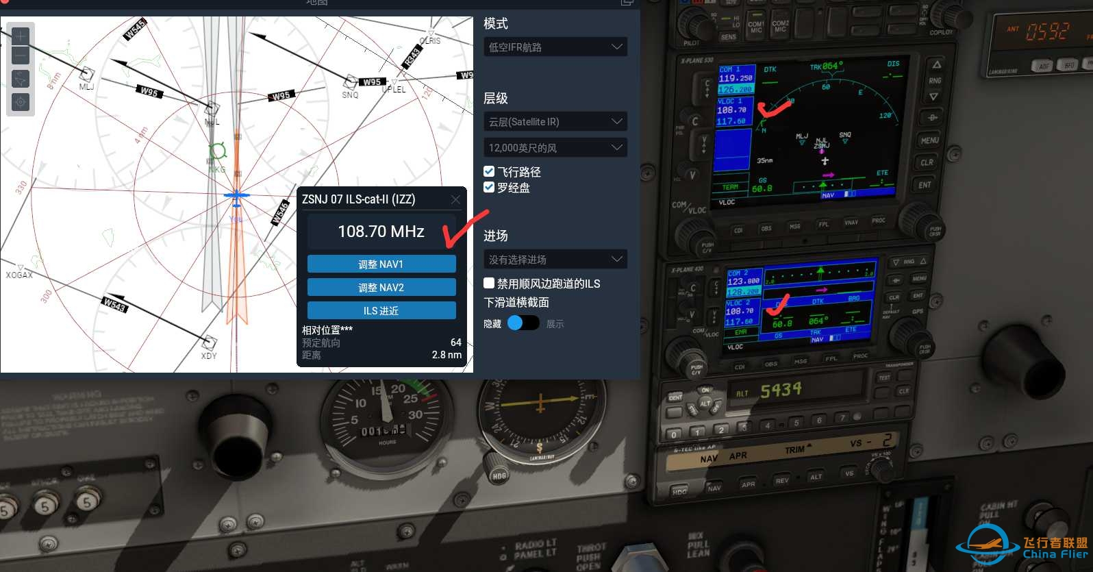 塞斯纳172SP(默认机）用ILS 近进是如何激活GS-5895 