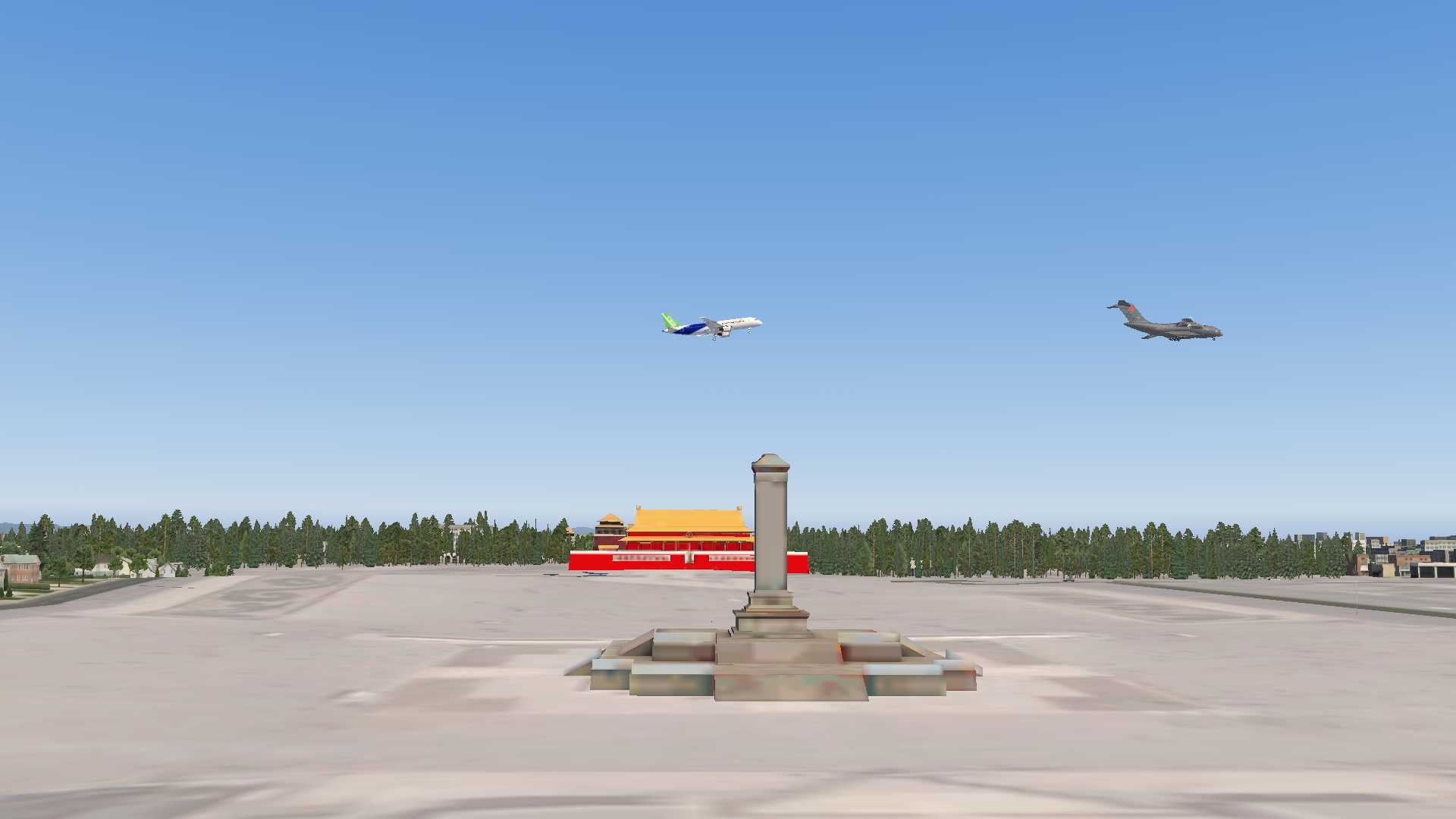 民航机梯队第三次彩排，c919跟着运20飞过主席台-9172 